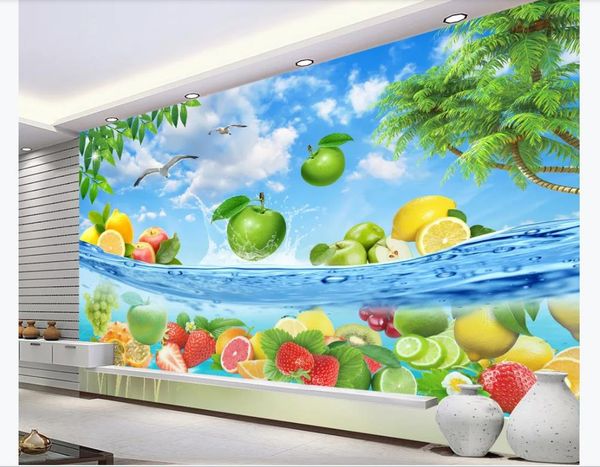 3D custom wallpapers for home decor featuring HD fruit, summer Hawaiian sea water designs, perfect for living room TV backgrounds and wall murals