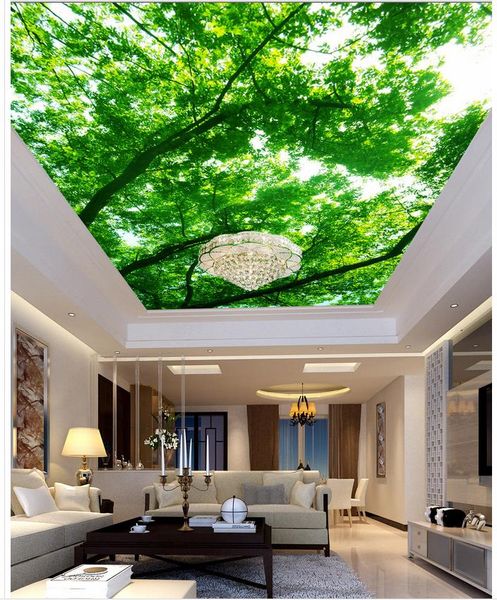 3D customized ceiling wallpaper featuring a blue sky mural