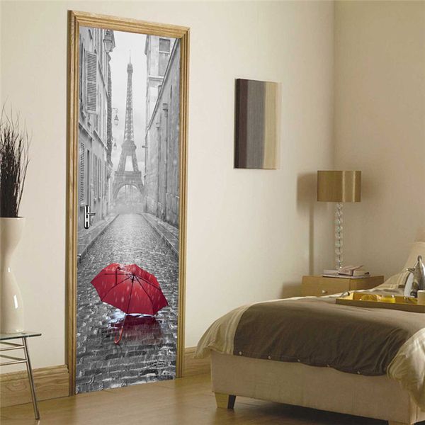 3D DIY Paris Eiffel Tower waterproof self-adhesive door stickers for bedroom wall decor