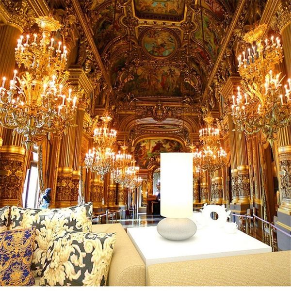 3D European palace-style wallpaper murals for living room walls  
Custom 3D photo wallpapers and murals for home decor