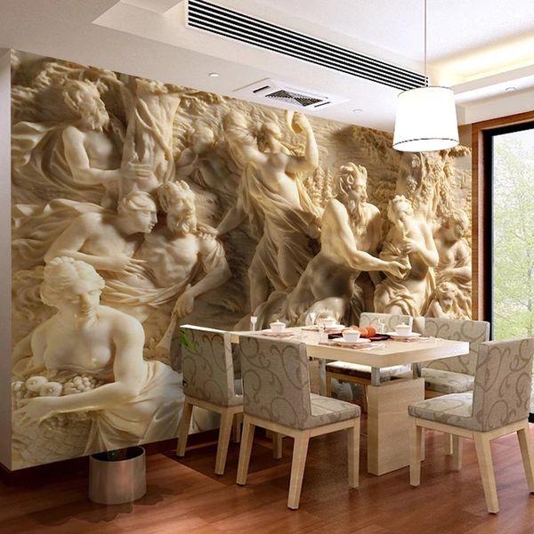 3D European-style character statue photo wall decor for hotel and bedroom murals