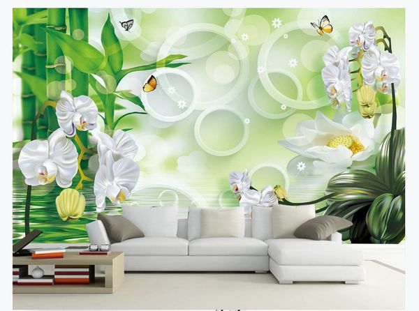 3D fantasy gentleman orchid floral mural wallpaper for living room sofa walls