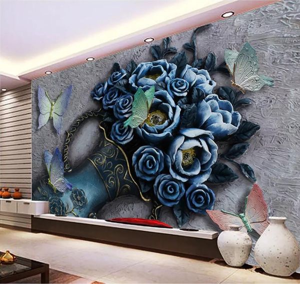 3D floral butterfly wallpaper for modern living and bedroom decor