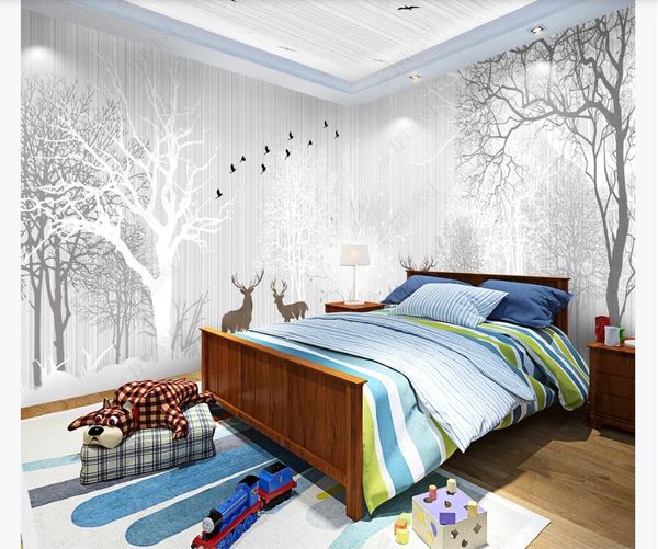 3D forest animal mural wallpaper for living room sofa and TV background