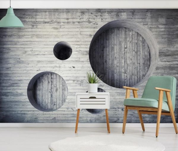 3D geometric circle wallpaper murals for living room and bedroom TV backgrounds, high-quality home decor