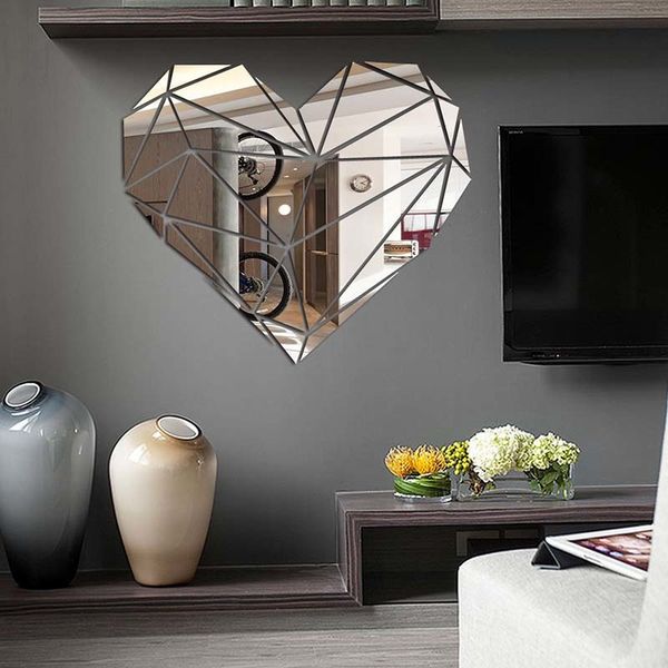 3D geometric heart wall stickers for creative home decor in living rooms or bedrooms