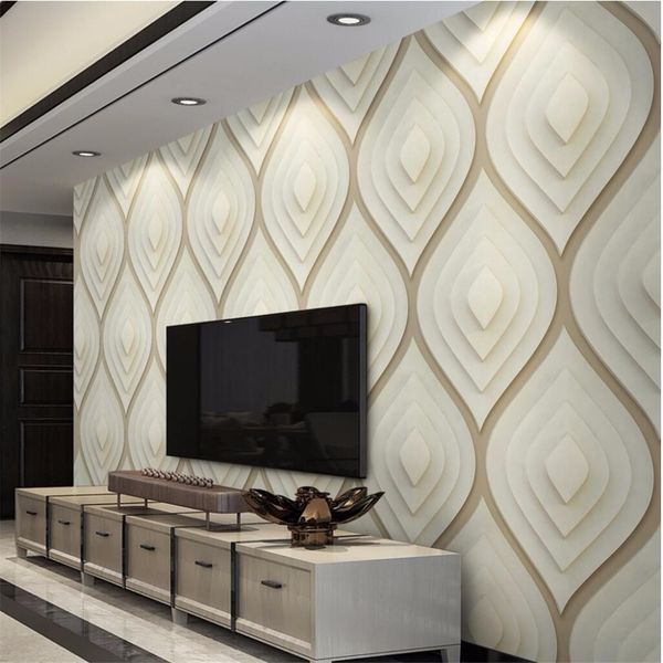 3D geometric wallpaper with soft texture for TV backdrop