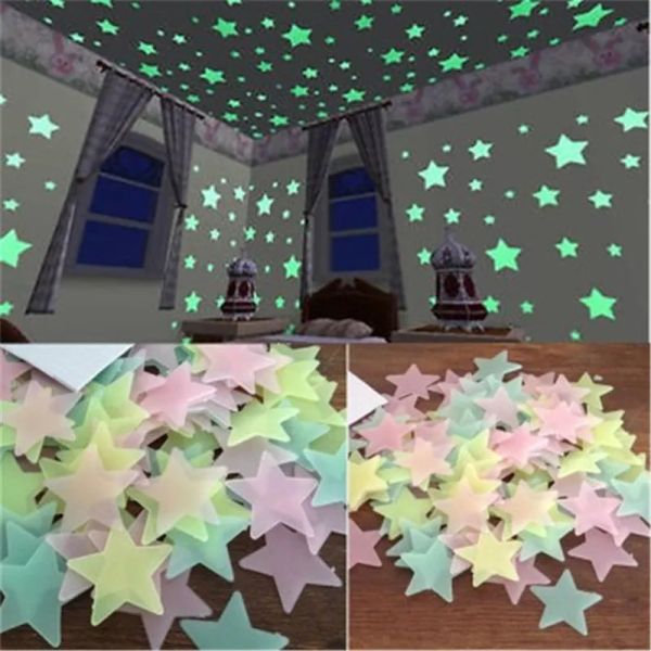 3D glowing star wall decals for DIY kids' room and living room decor