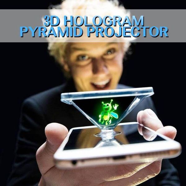 3D holographic pyramid projector for smartphones - compact, durable, universal phone stand