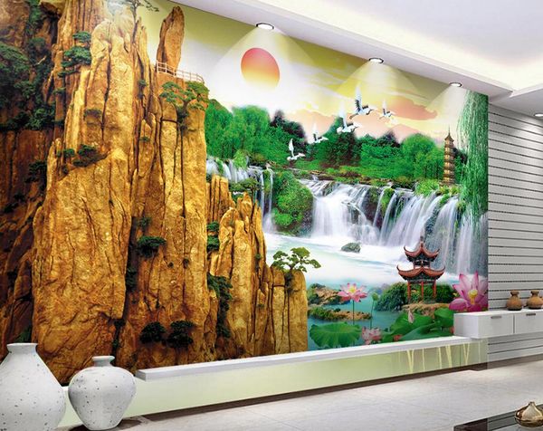 3D landscape photo wallpaper murals for living rooms and kids' bedrooms, featuring artistic backdrop paintings for home decor