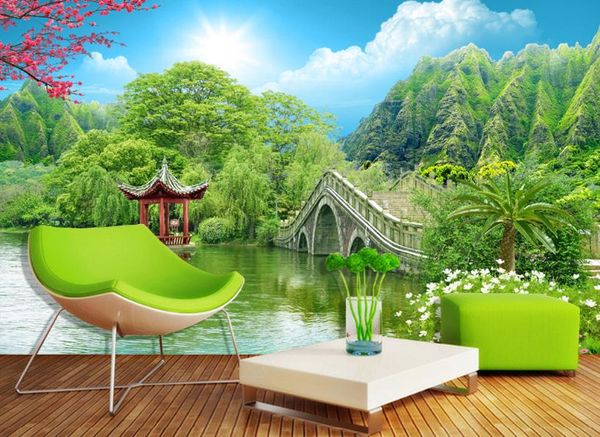 3D landscape wallpaper for living room walls, sofa and TV backdrop home decoration