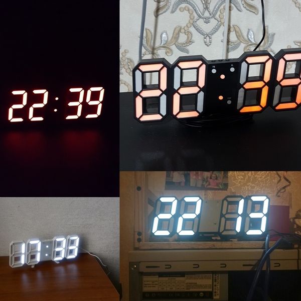 3D LED digital sound control alarm clock with temperature display for home decor