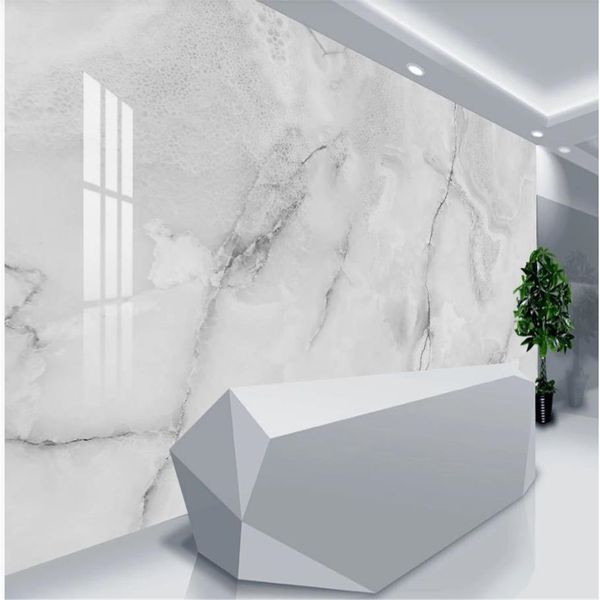 3D marble-effect wallpaper for living room windows and feature walls