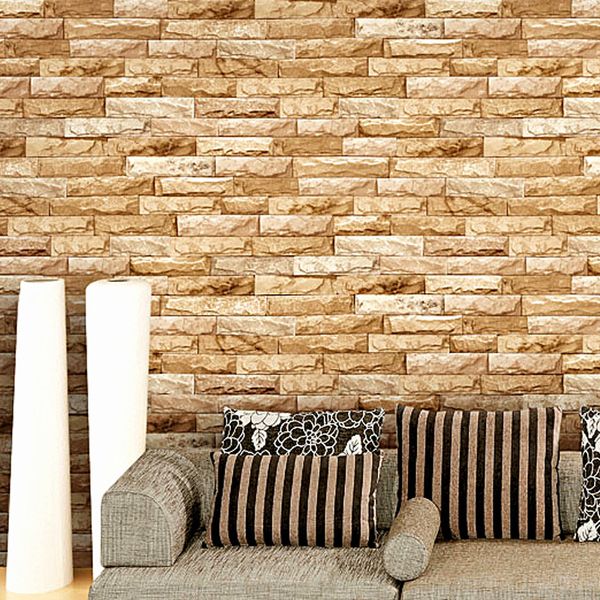 3D marble-patterned cultured stone wallpaper for modern TV walls, solid brick-look home decor rolls for wall covering and renovation