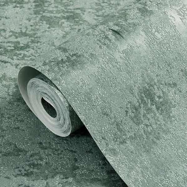 3D mildew-resistant wallpaper in solid green for living room and bedroom decor