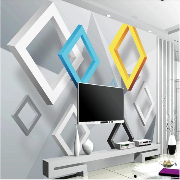 3D modern abstract geometric sofa and bedroom wall backgrounds for custom wallpaper
