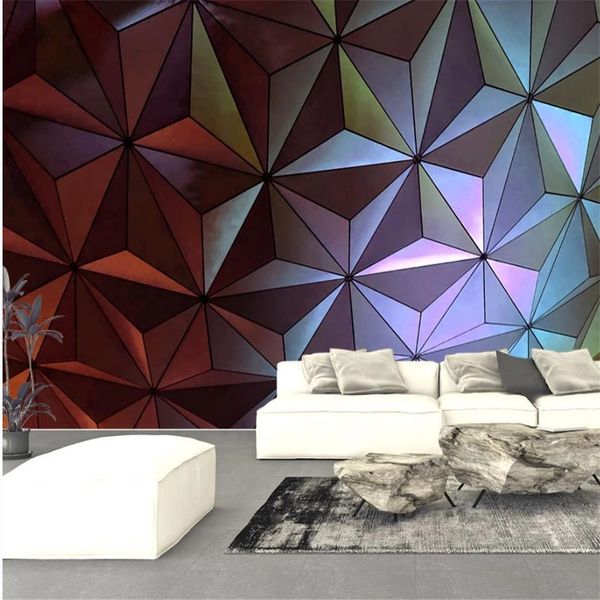 3D modern abstract geometric wallpaper with minimalist stereoscopic effect for TV backgrounds
