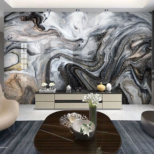 3D modern abstract stripe marble wallpaper for living room TV wall art and home decor