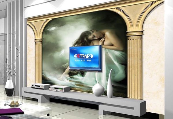 3D modern wallpaper featuring Roman columns for elegant wall decor