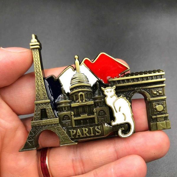 3D Paris France metal fridge magnet, a decorative travel souvenir gift