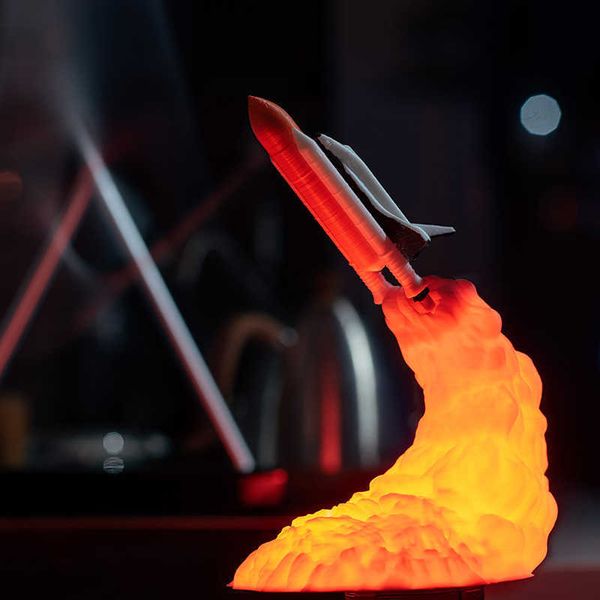 3D printed space shuttle and moon night lights for astronomy enthusiasts, featuring rocket lamps model Y0910