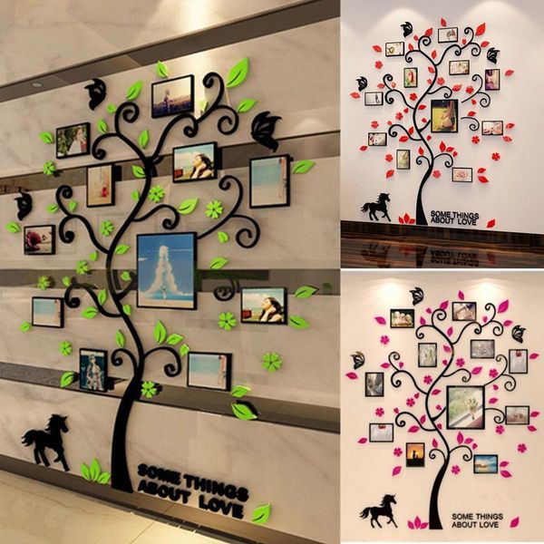 3D removable acrylic family tree photo frame wall decal for living room home decor