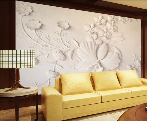 3D scenic landscape wallpapers featuring beautiful floral relief designs
