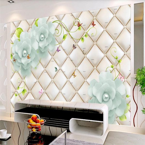 3D stereoscopic and soft embossed floral wallpapers for customized background walls