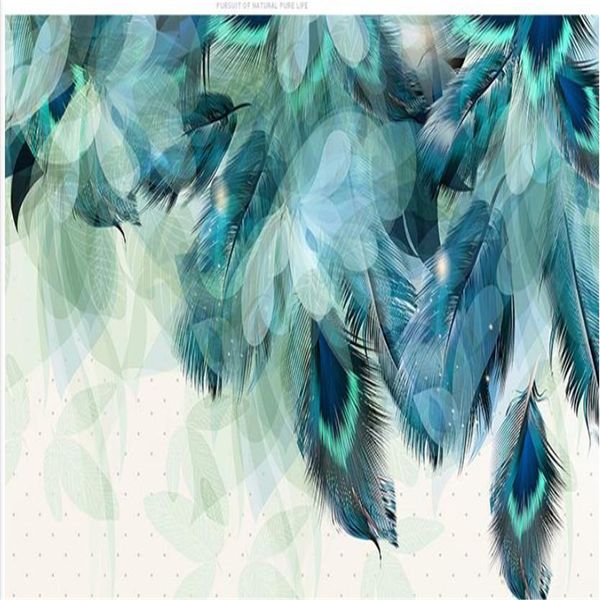 3D stereoscopic feather wallpaper art for living room and bedroom murals