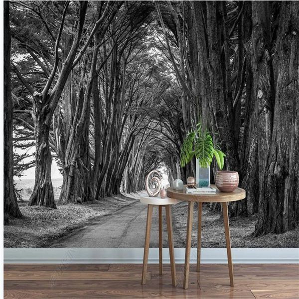3D stereoscopic forest-themed wallpapers and murals for living room decor