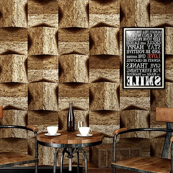 3D stone wallpaper for contemporary living room walls, PVC roll wallcovering