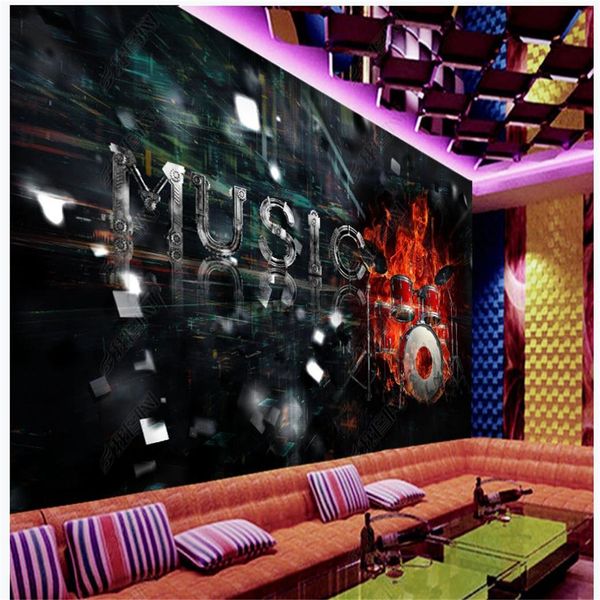 3D textured black wallpapers for stylish bar and KTV interiors
