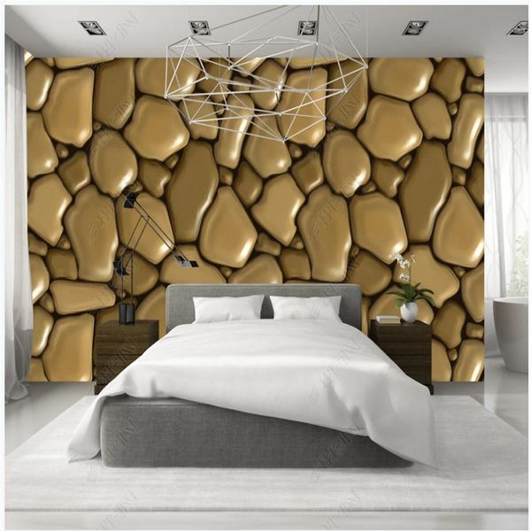 3D textured cobblestone wall mural for stylish living room decor
