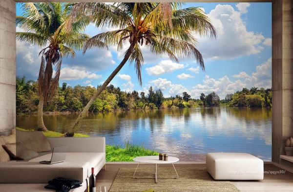 3D textured coconut tree wallpaper for walls and TV backdrops