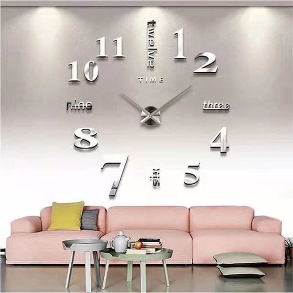 3D Wall Clock Mirror Stickers - Creative DIY Watch Decal for Home Decor, Living Room Quartz Needle Art