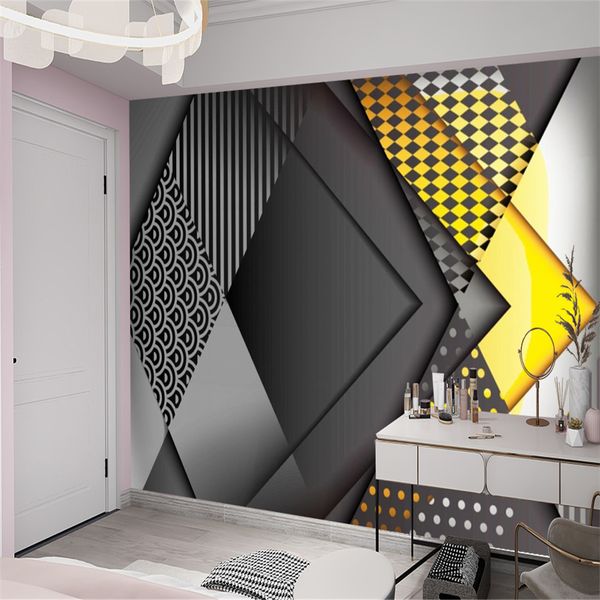3D wallpaper featuring elegant European-style geometric patterns for stylish home mural decoration