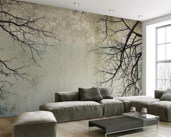 3D wallpaper featuring vintage branches for living room or bedroom walls in any size