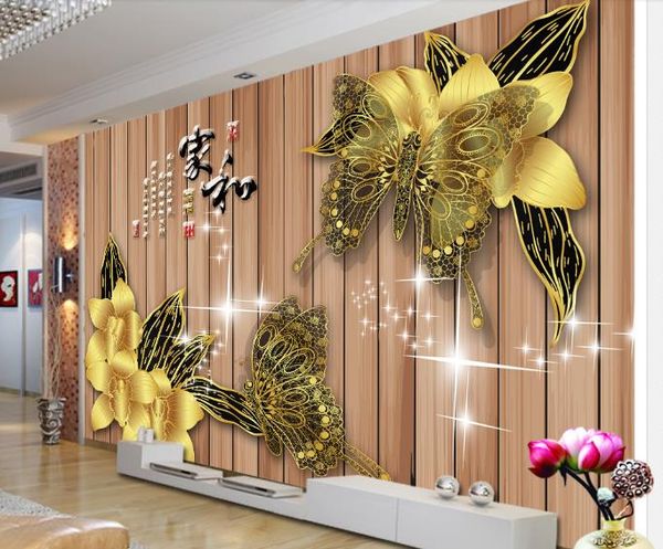 3D wallpaper for home walls featuring jewelry-inspired butterfly and flower designs