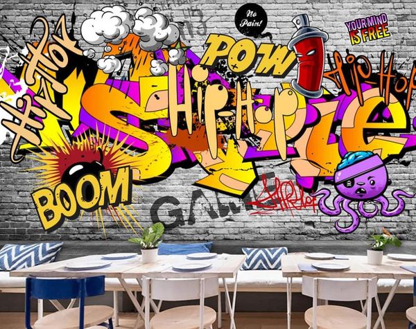 3D wallpaper mural featuring European and American fashion street scenes for living room, bedroom, or children's room decor