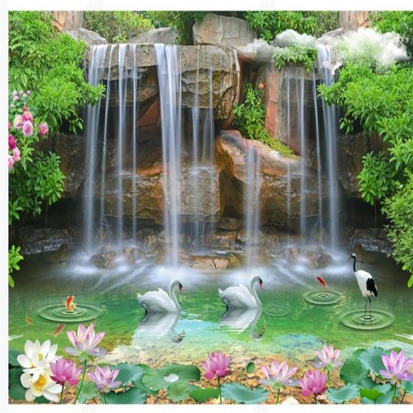 3D waterfall landscape mural for romantic living room TV wall backdrop