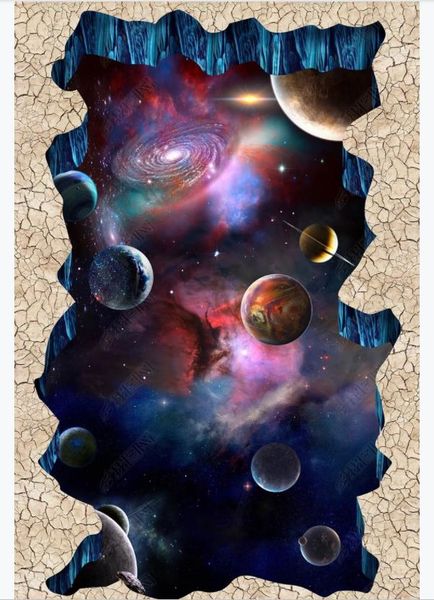 3D waterproof self-adhesive galaxy-themed floor mural for bathroom and interior decor