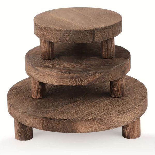 3PCS Wooden Display Stand for Cakes, Home Decor, and Organizing, Perfect for Farmhouse, Kitchen, or Seasonal Events like Christmas and Valentine's