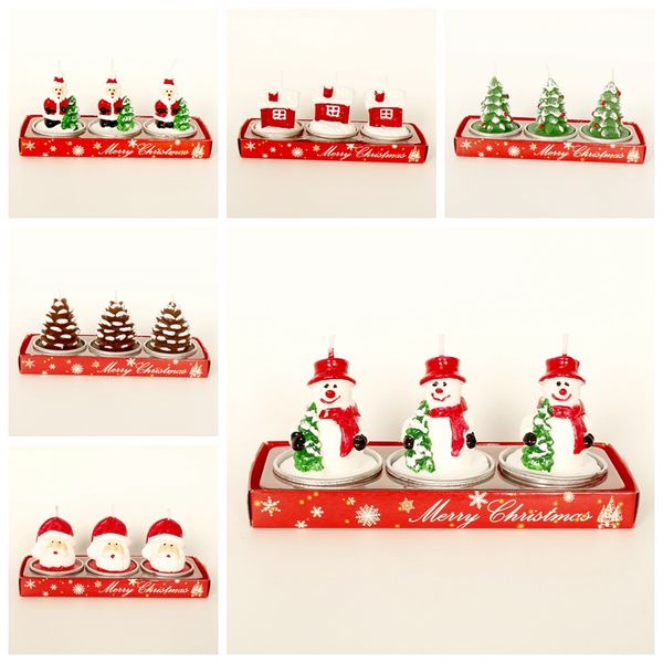3-piece Christmas candle set featuring festive Xmas designs, perfect for romantic candlelit dinners and holiday home decor