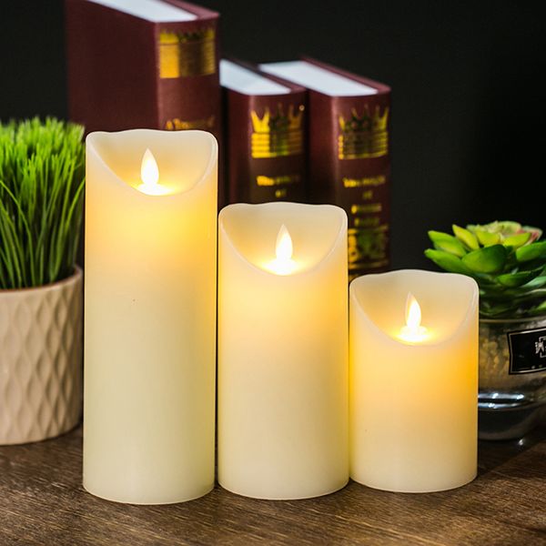 3-piece LED flameless candle set with smooth flickering effect, battery-powered for home and wedding decor