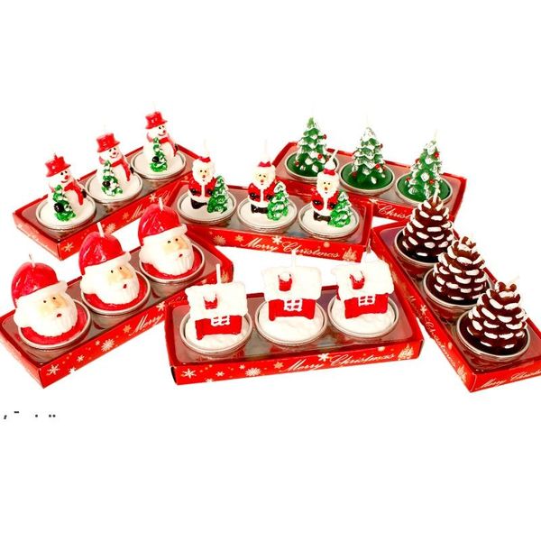 3-piece Santa, Christmas tree, and snowman candle set for festive home decor and gifting