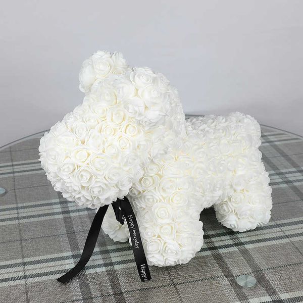 40cm artificial foam rose dog teddy bear for birthday and valentine gifts for women