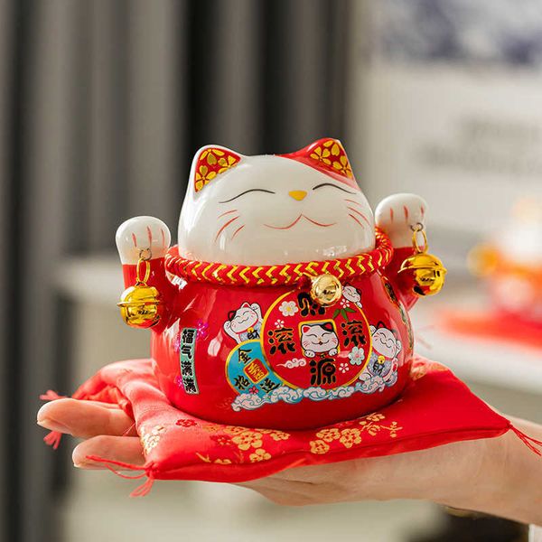4.5 inch ceramic lucky cat money box for home decor and feng shui gifts
