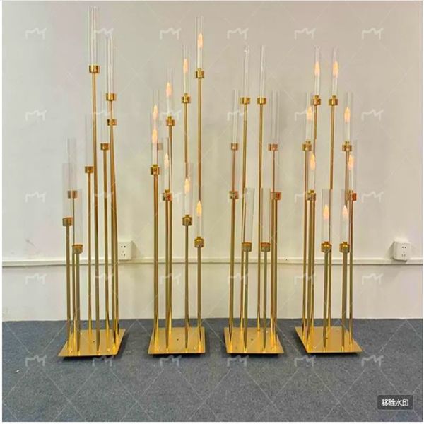 4510-piece decorative metal candelabra set with 8 candle holders, gold pillar stand for table centerpiece