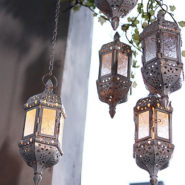 48 vintage candle holders for tabletop decor, perfect for outdoor patios in Moroccan style, featuring metal and glass hanging lanterns for Christmas