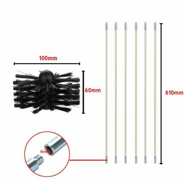 4-inch tool kit brush head with 2 rods for chimney and fireplace inner wall cleaning